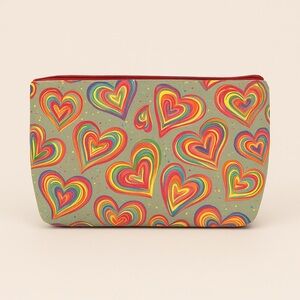 NWOT Clinique Colorful Heart Pouch